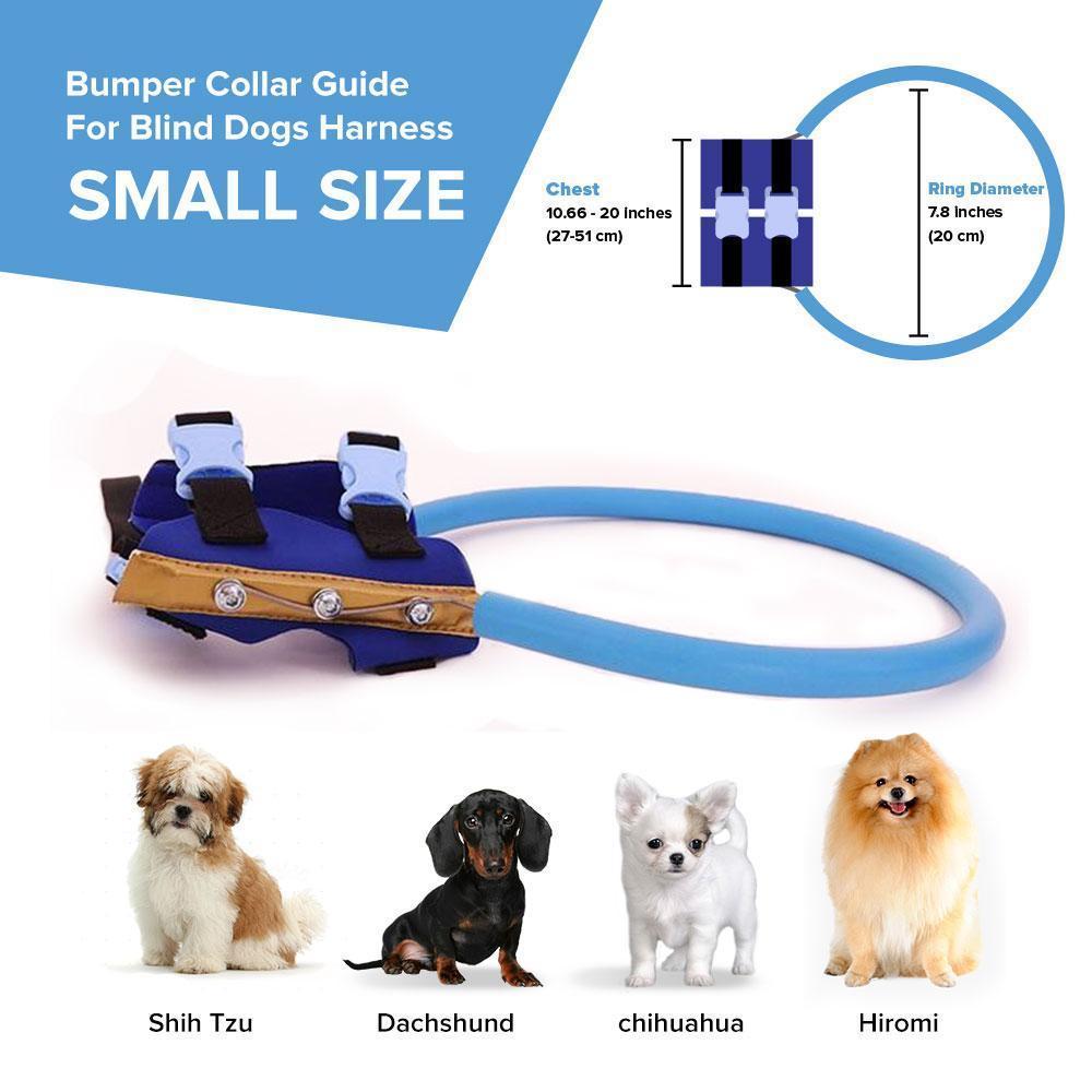 Protective bumper collar with harness mobility aid for blind dogs