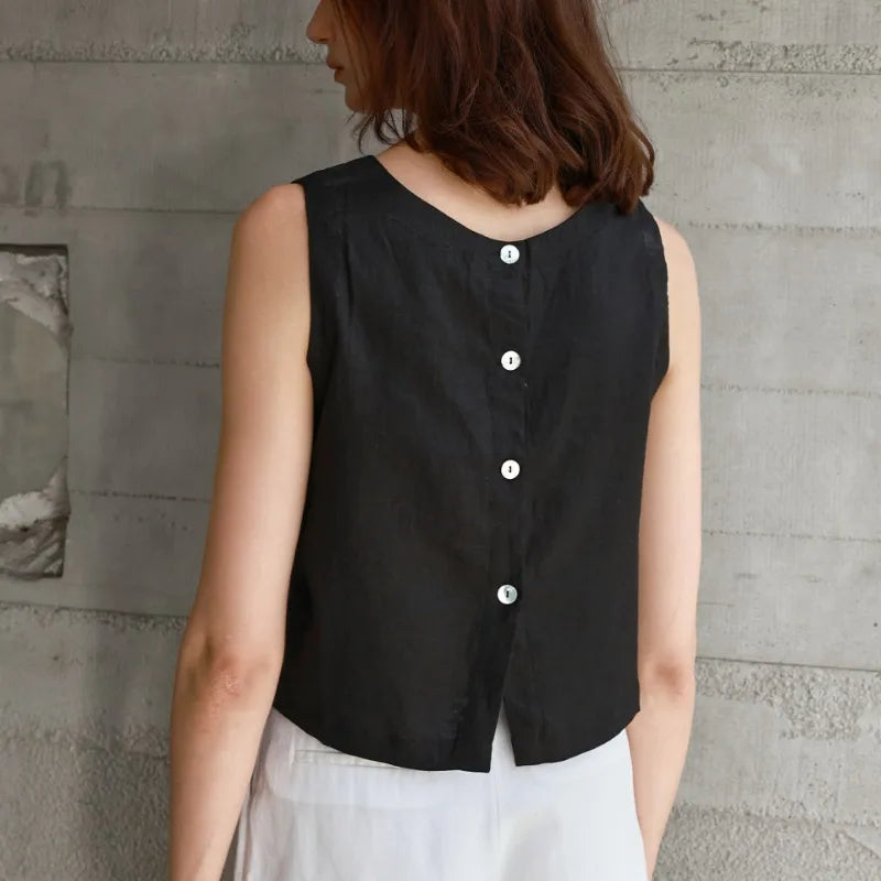 Reversible Linen Crop Top for Women - Lightweight Summer Fashion Top