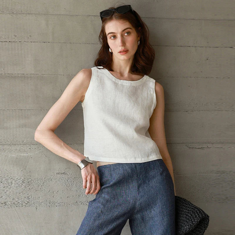 Reversible Linen Crop Top for Women - Lightweight Summer Fashion Top