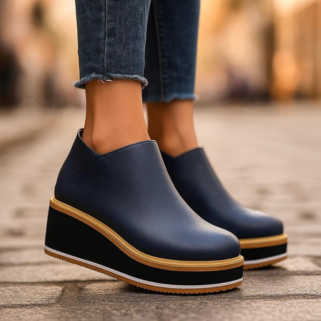 Rise Platform Shoes - Stylish Faux Leather Design for Everyday Wear