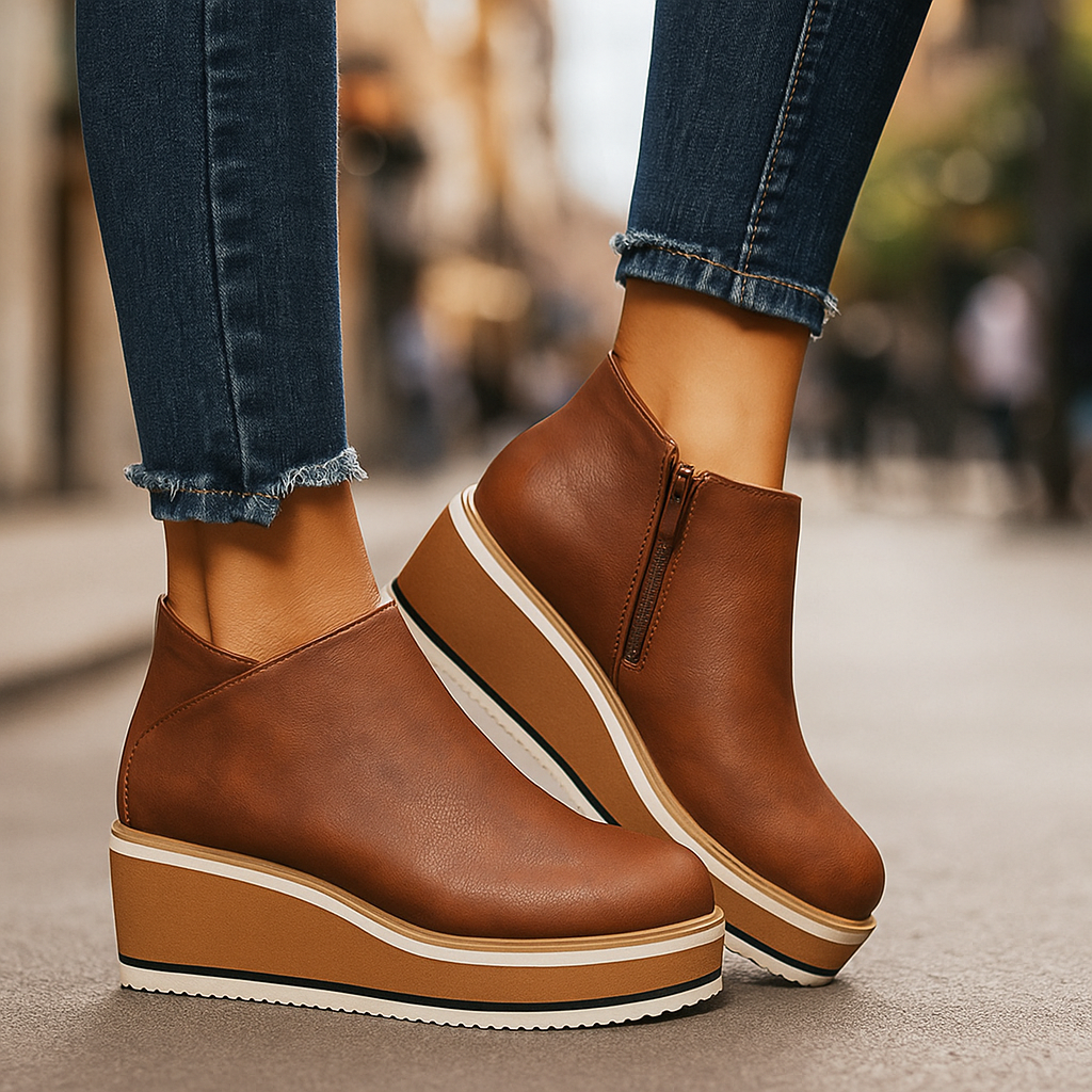 Rise Platform Shoes - Stylish Faux Leather Design for Everyday Wear