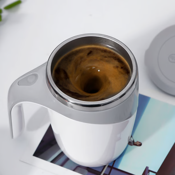 Self-Stirring Coffee Cup with Stainless Steel Inner Coating – Home, Travel