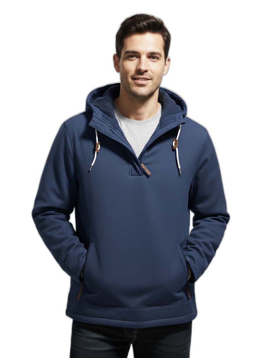 Stylish Winter Hoodie for Men - Warm Fleece Material Blue