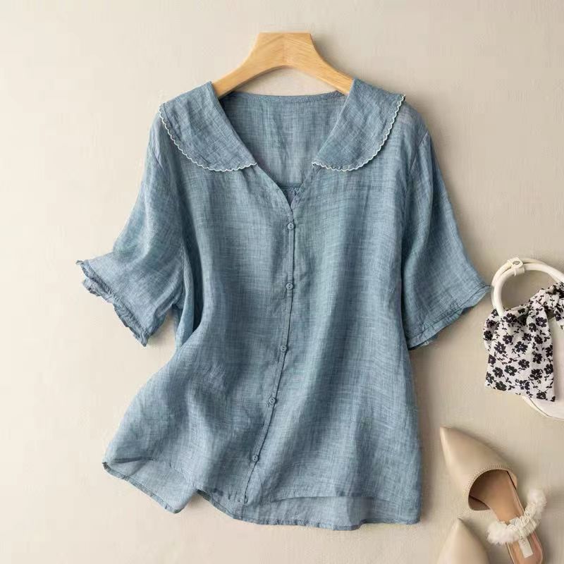 Vintage Button Detail Blouse | Lightweight Fabric | Casual Women's Top