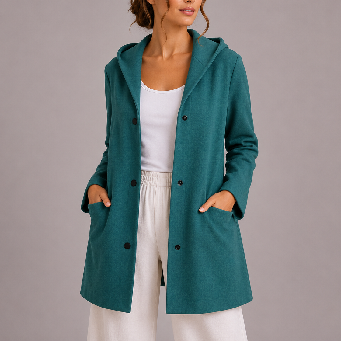Women's Casual Hooded Cardigan with Pockets – Everyday Wear, Layering