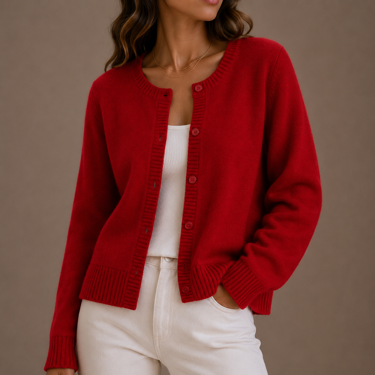 Women’s Knit Cardigan – Soft Button-Up, Long Sleeve – Casual, Everyday Wear