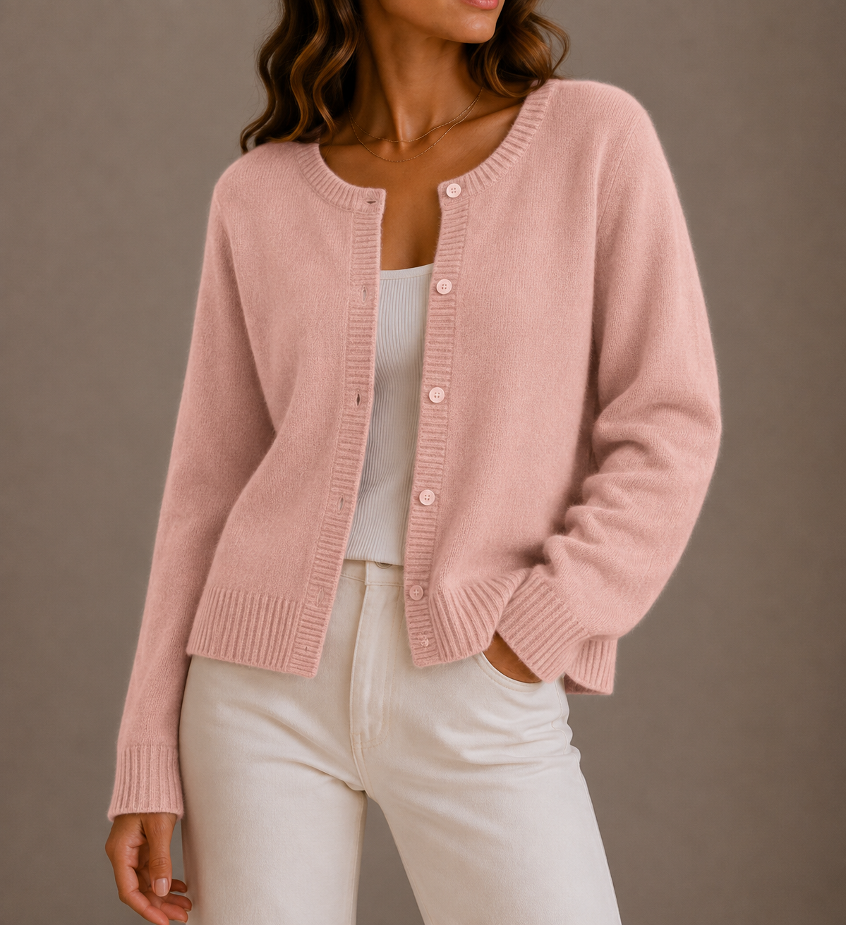 Women’s Knit Cardigan – Soft Button-Up, Long Sleeve – Casual, Everyday Wear