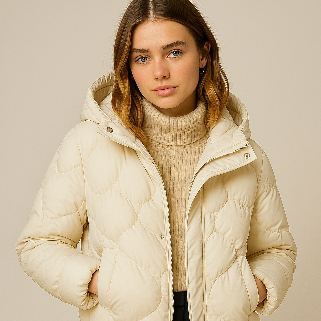 Women's Quilted Puffer Jacket - Insulated Warmth - Casual Outerwear for Cold Weather White