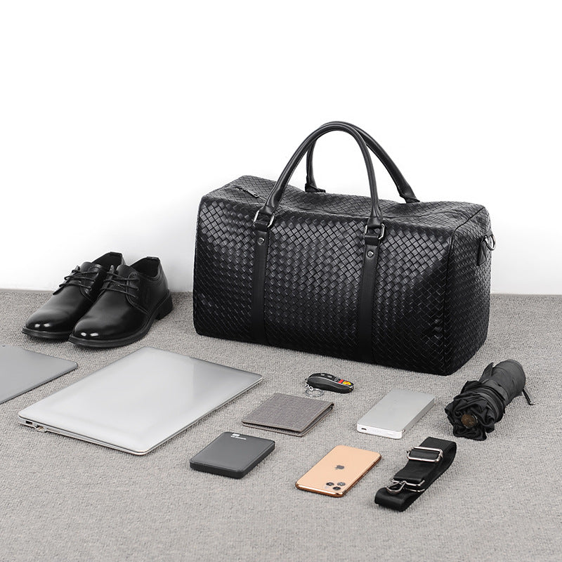 Woven Leather Duffle Bag – Travel, Weekend Getaway