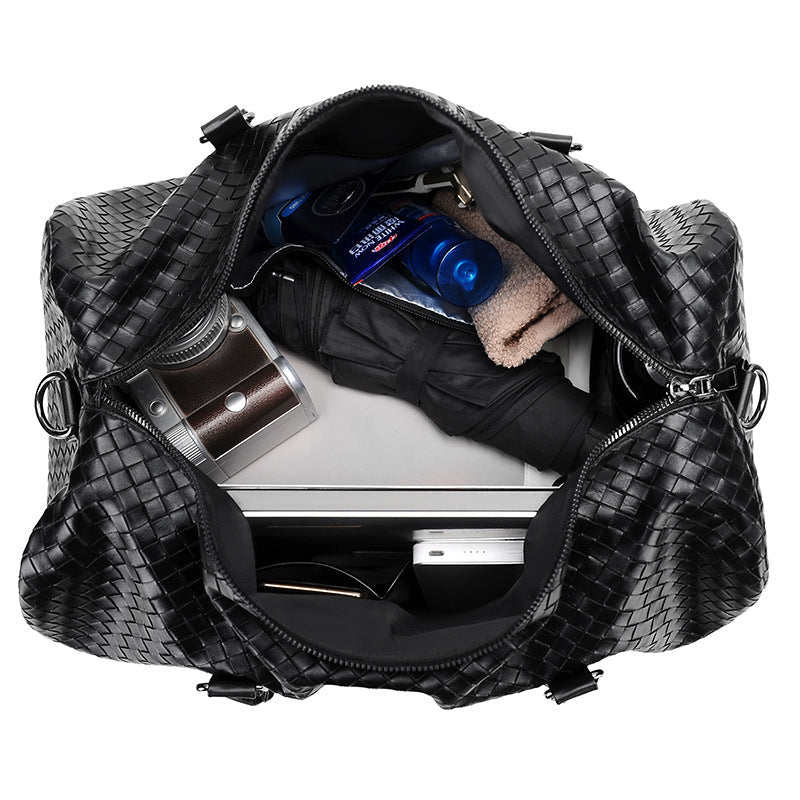 Woven Leather Duffle Bag – Travel, Weekend Getaway
