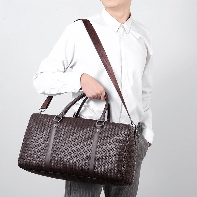 Woven Leather Duffle Bag – Travel, Weekend Getaway