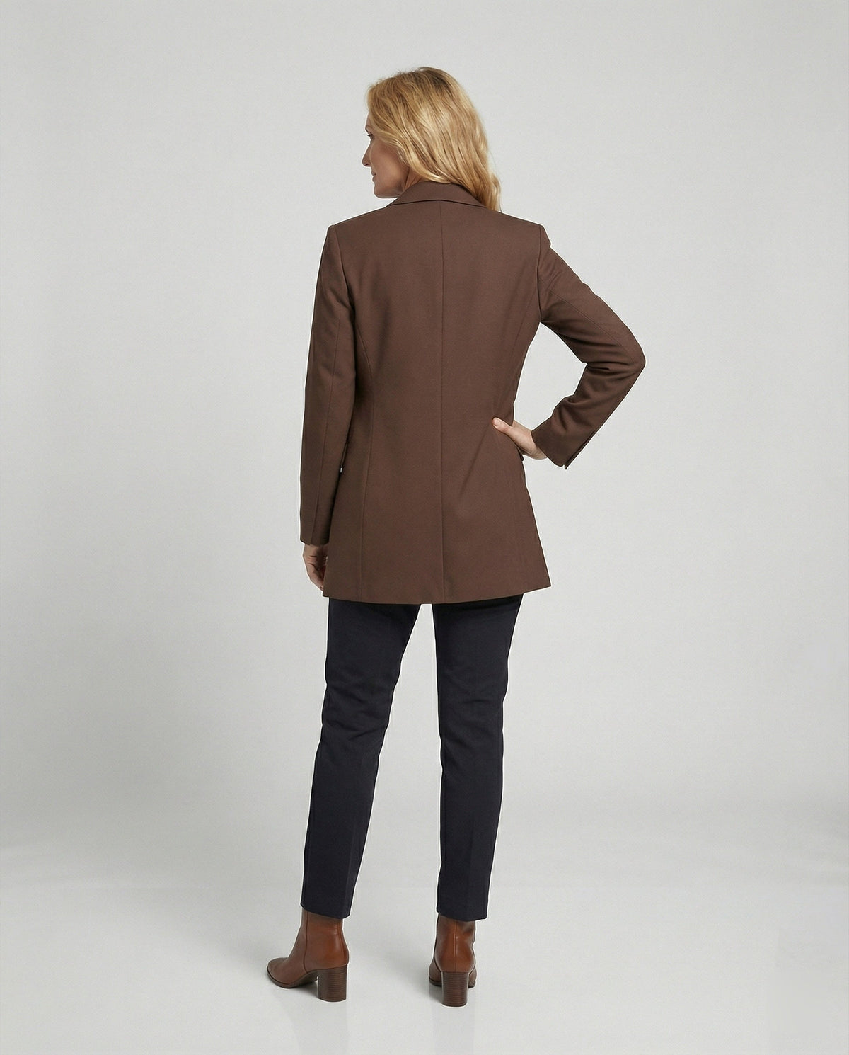 Blazer Dress Double-Breasted Brown Women's – Office, Casual