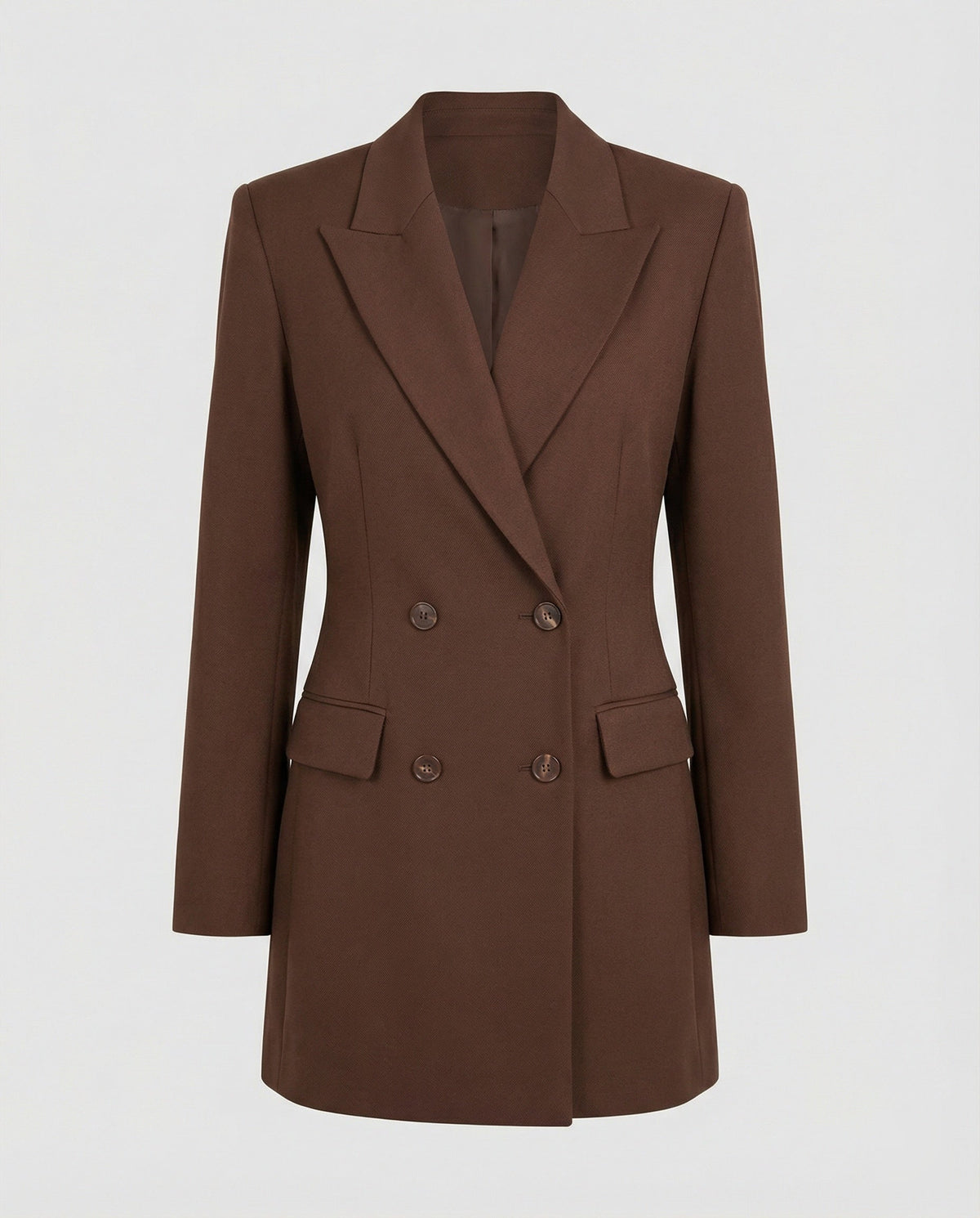 Blazer Dress Double-Breasted Brown Women's – Office, Casual