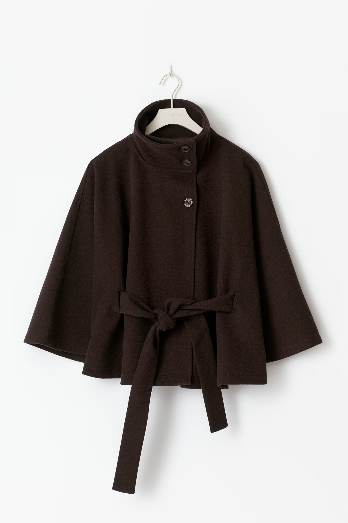 Cape Coat Belted Cream High Neck Women's – Casual, Office