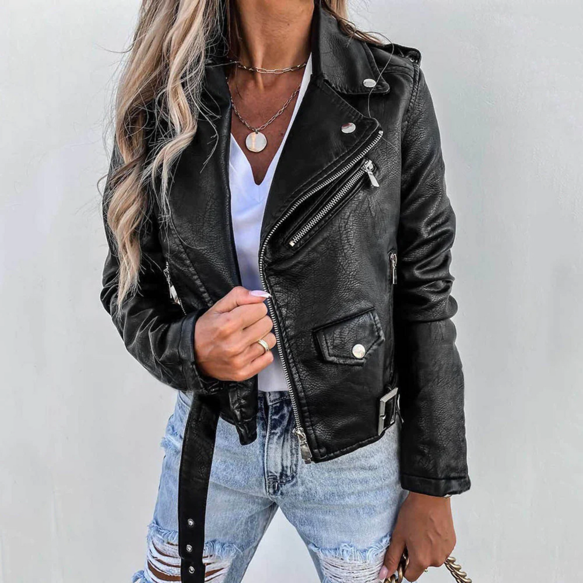 Burgundy Faux Leather Biker Jacket Women's Slim Fit Moto – Casual, Gift