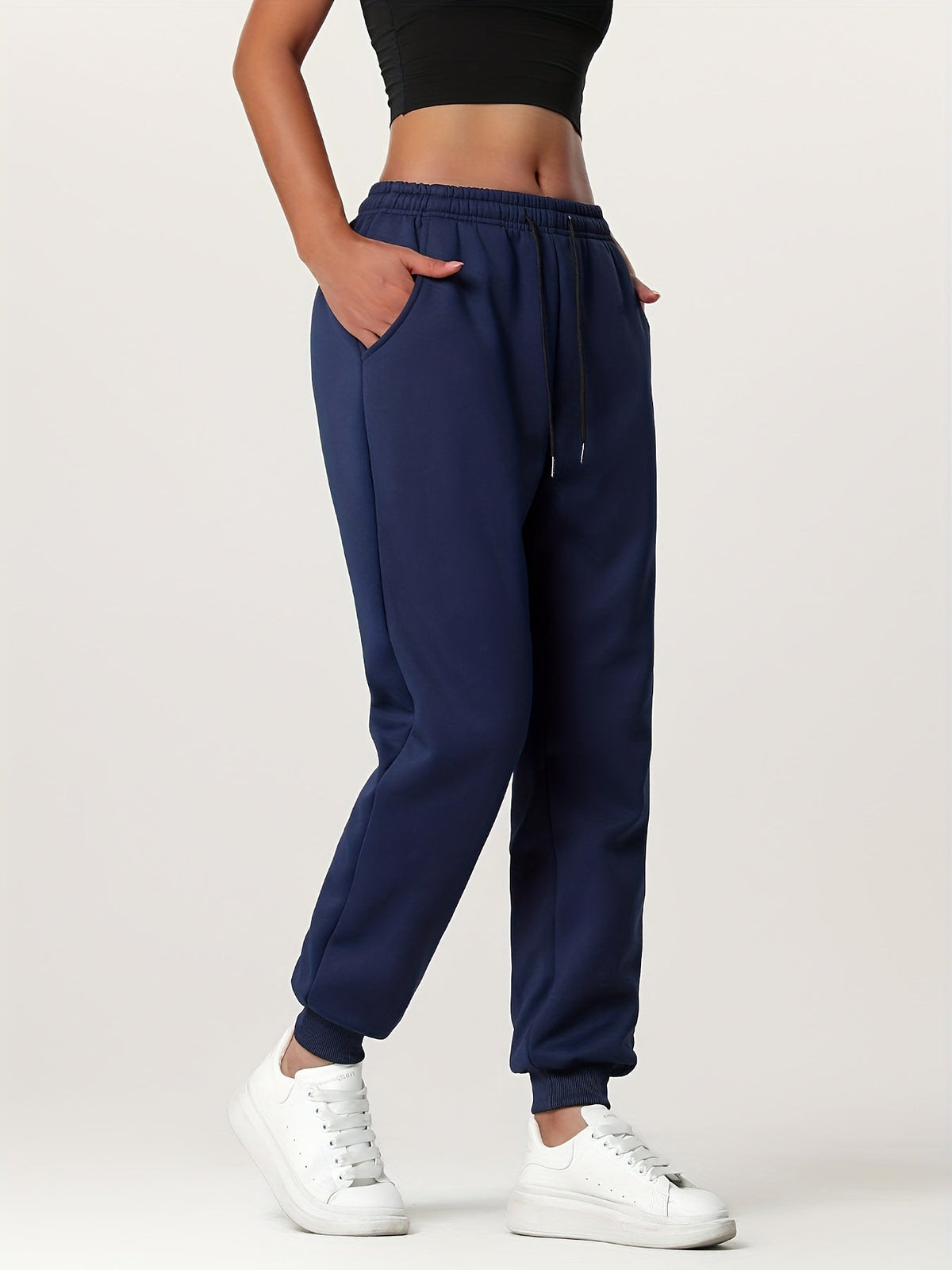 Fleece Joggers Women's Drawstring Sweatpants Elastic Waist – Casual, Home Loungewear