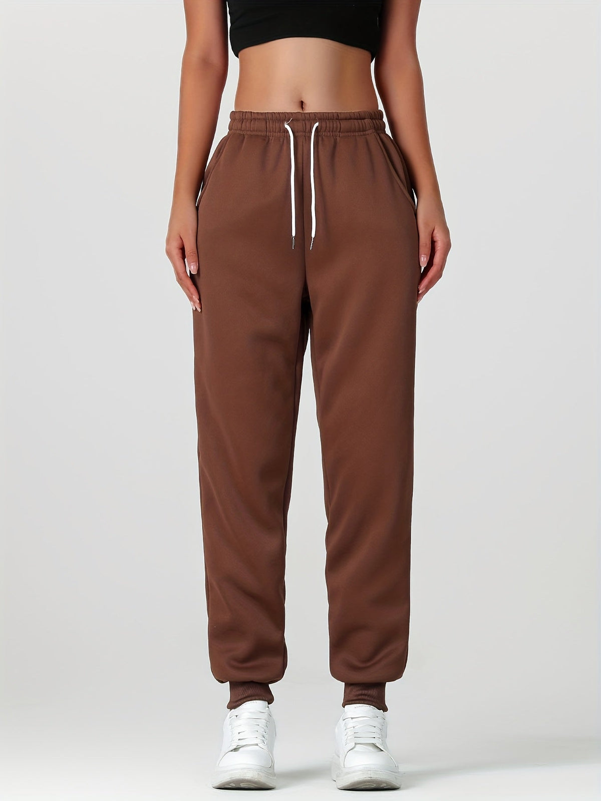 Fleece Joggers Women's Drawstring Sweatpants Elastic Waist – Casual, Home Loungewear