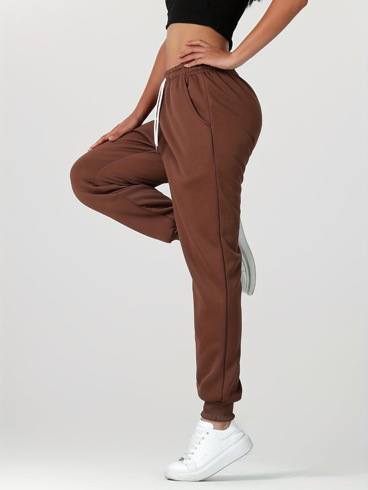 Fleece Joggers Women's Drawstring Sweatpants Elastic Waist – Casual, Home Loungewear