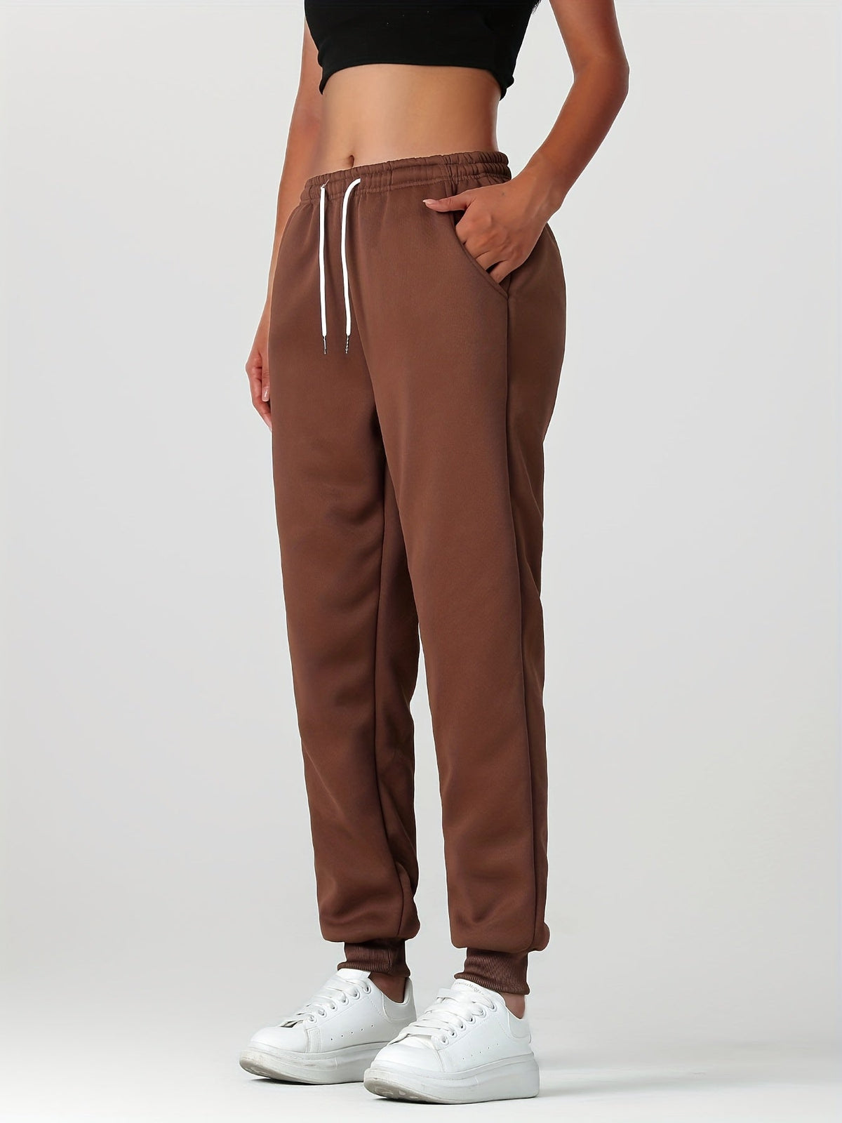 Fleece Joggers Women's Drawstring Sweatpants Elastic Waist – Casual, Home Loungewear