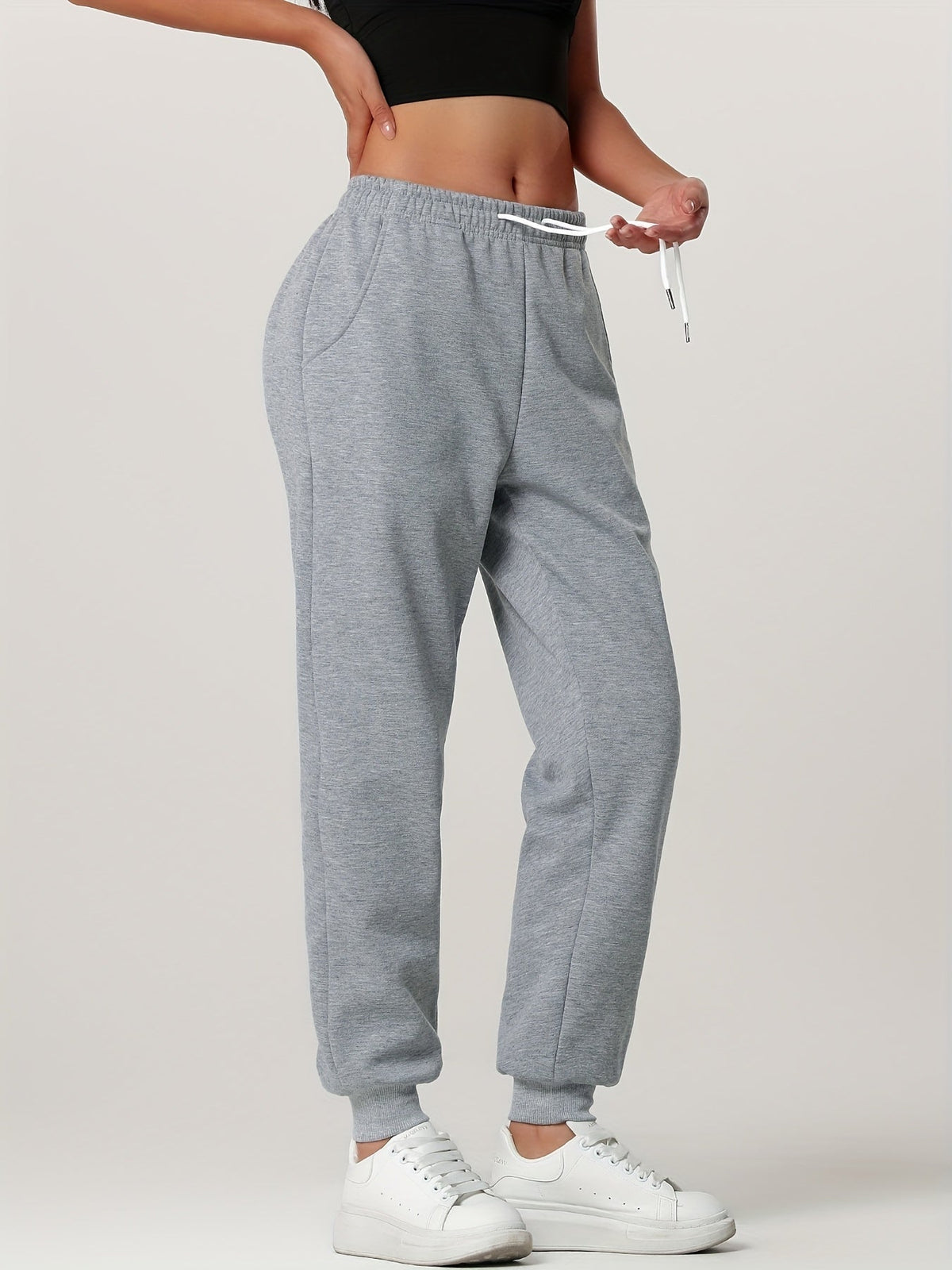 Fleece Joggers Women's Drawstring Sweatpants Elastic Waist – Casual, Home Loungewear