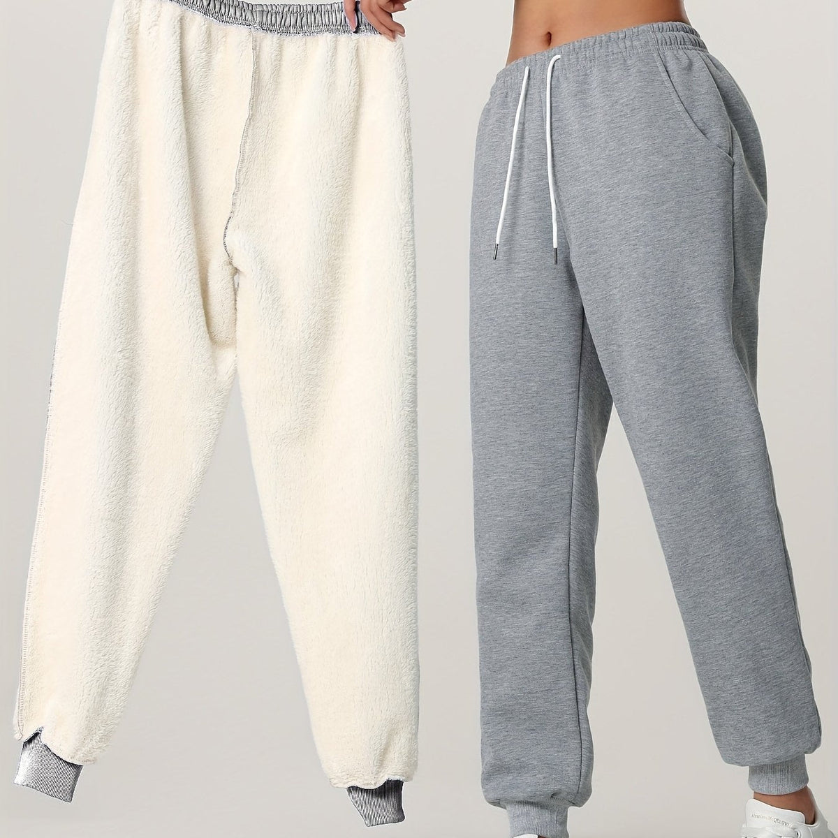 Fleece Joggers Women's Drawstring Sweatpants Elastic Waist – Casual, Home Loungewear