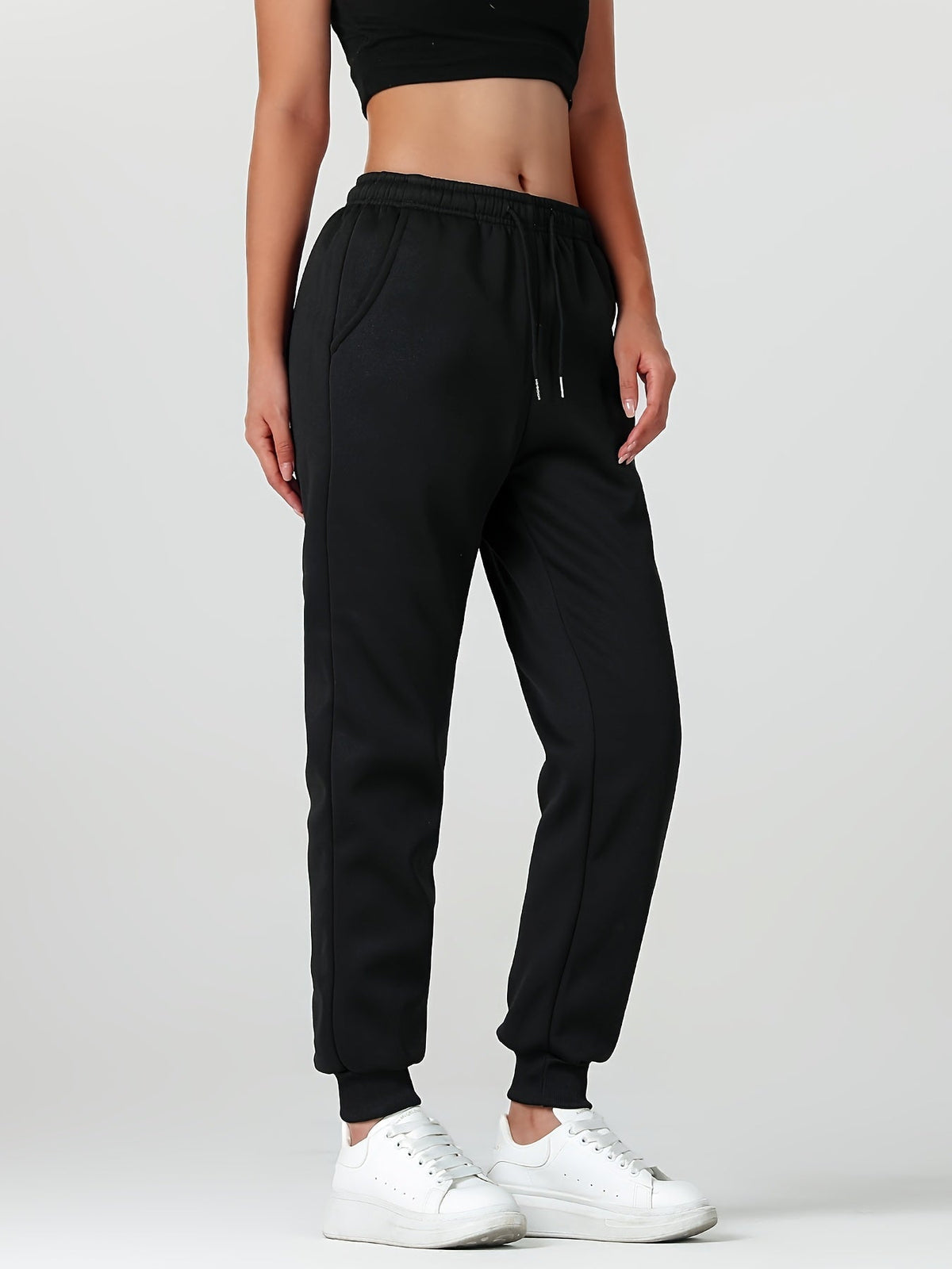 Fleece Joggers Women's Drawstring Sweatpants Elastic Waist – Casual, Home Loungewear