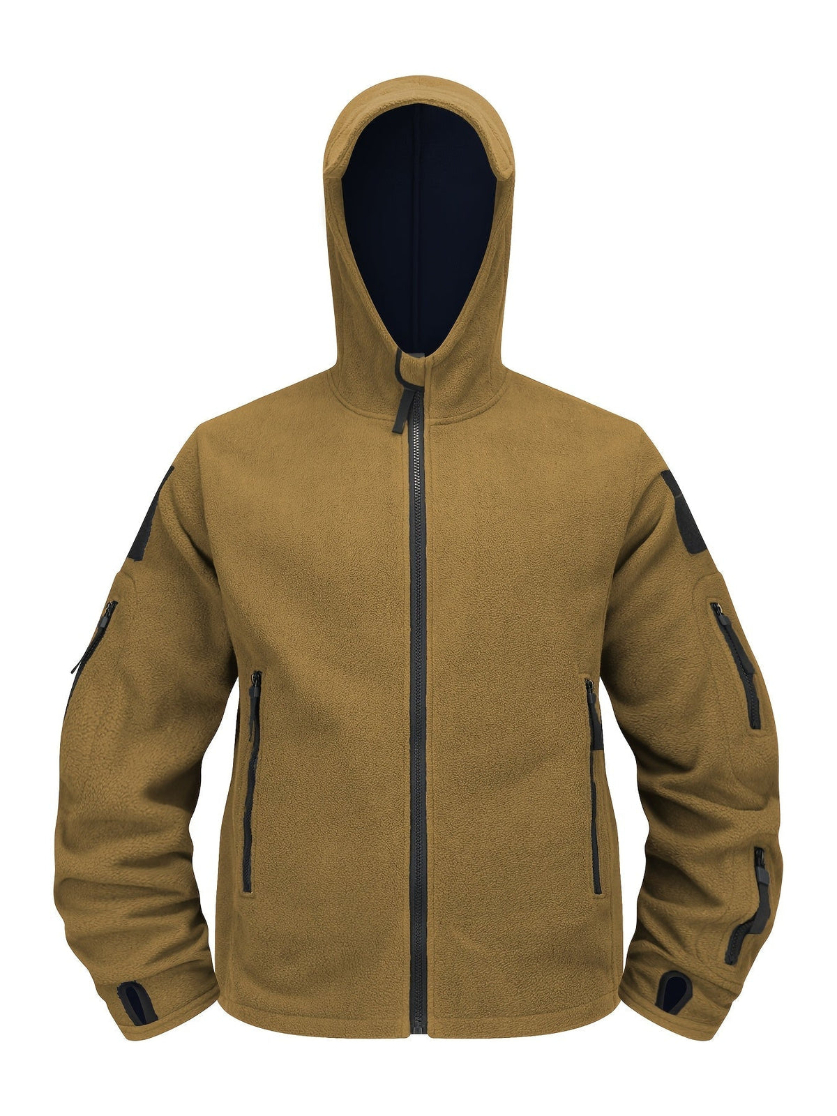 Fleece Tactical Jacket Men's Gray Hooded Full-Zip – Outdoor, Casual