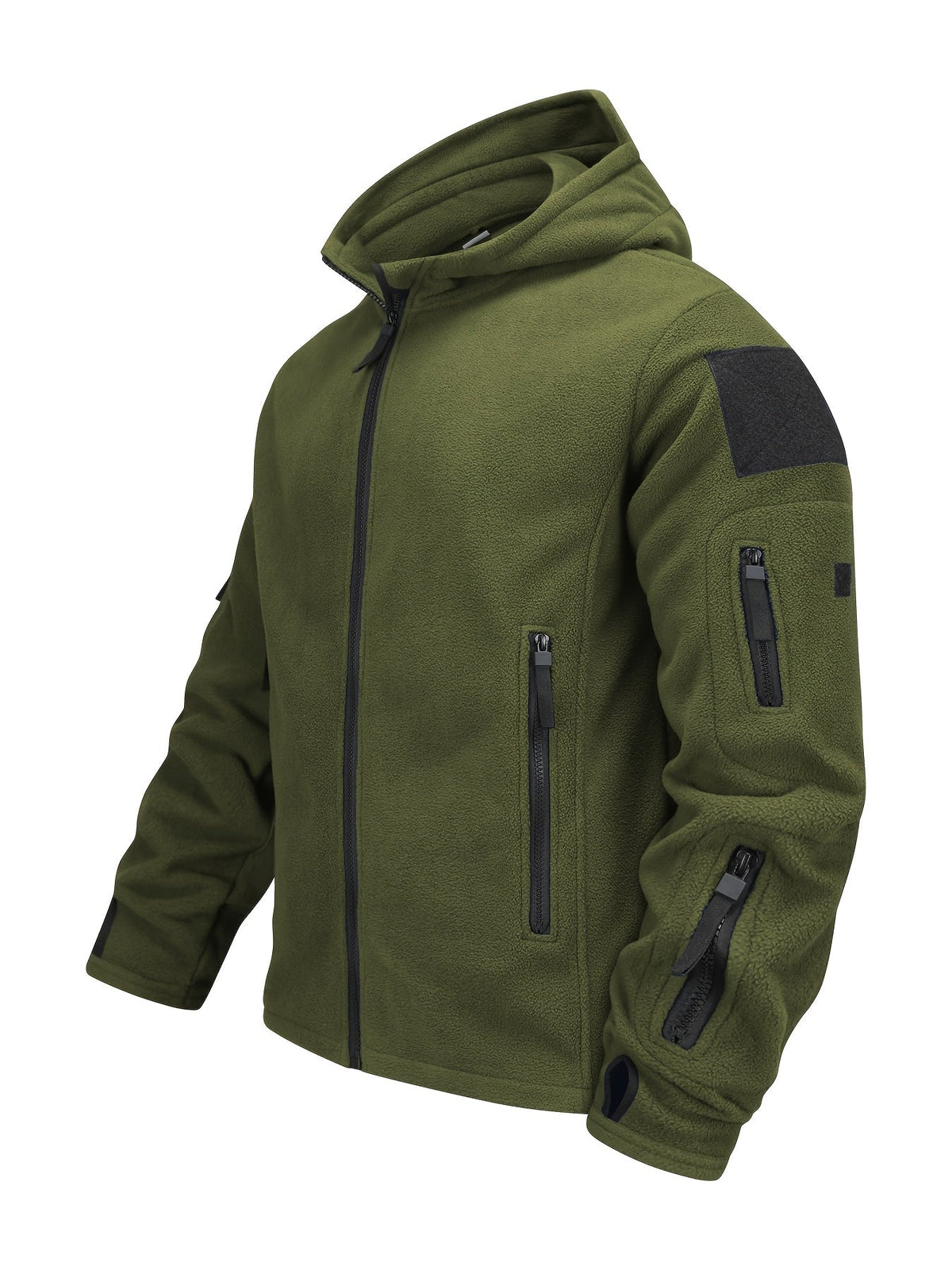 Fleece Tactical Jacket Men's Gray Hooded Full-Zip – Outdoor, Casual