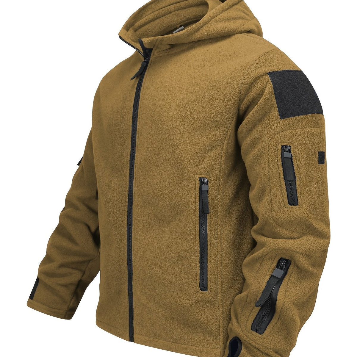 Fleece Tactical Jacket Men's Gray Hooded Full-Zip – Outdoor, Casual