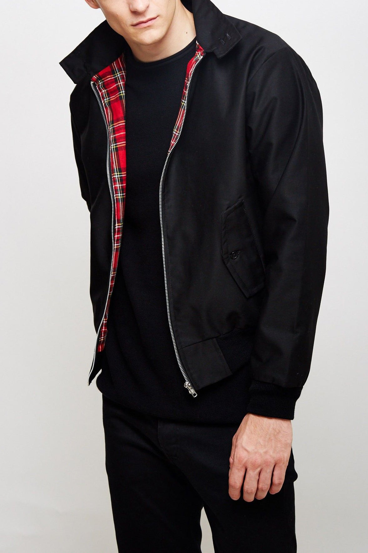Harrington Jacket Men's Navy with Tartan Lining – Casual, Office