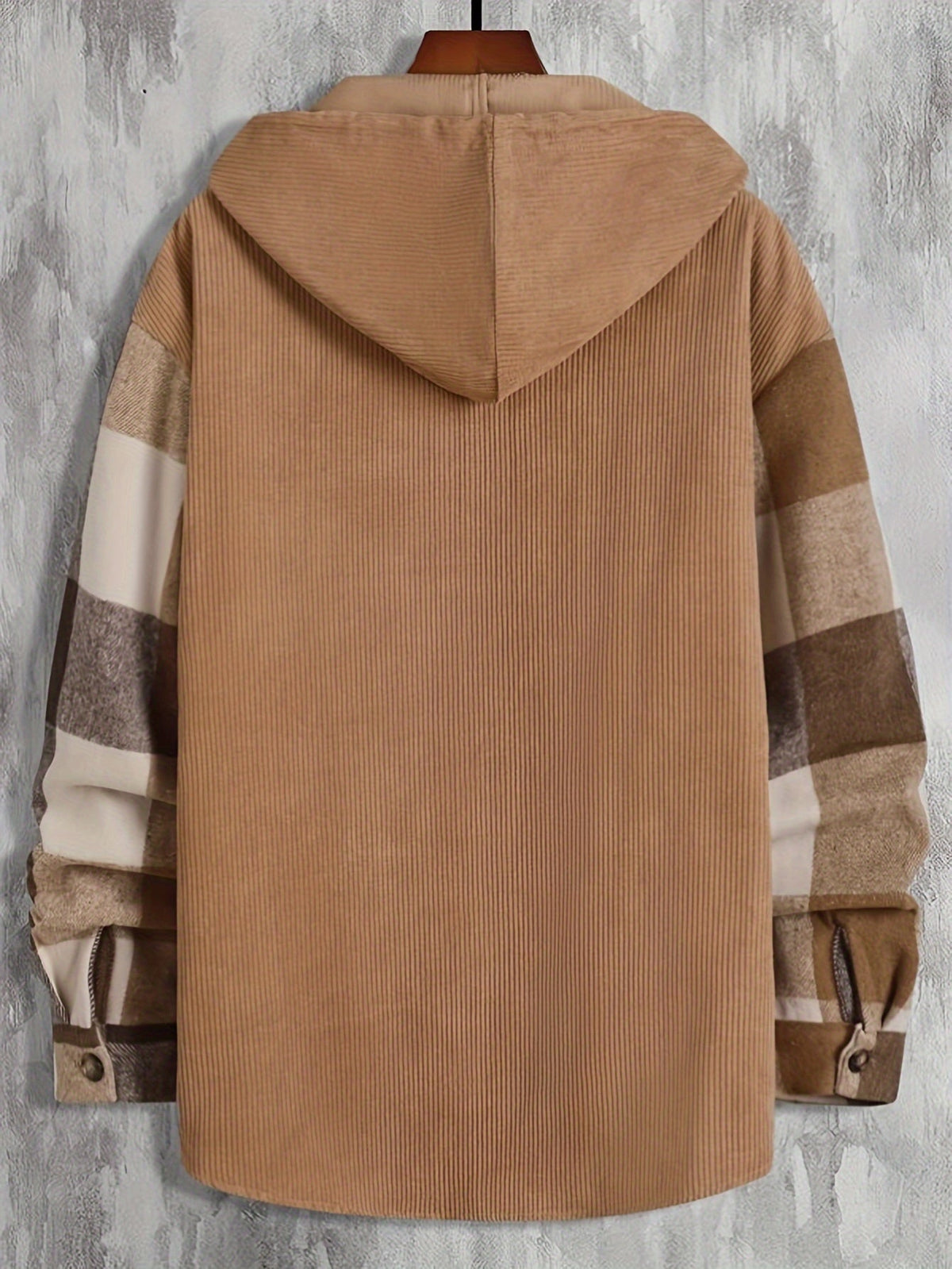 Hooded Plaid Shirt Jacket Men's Corduroy – Casual Layering, Fall Gift