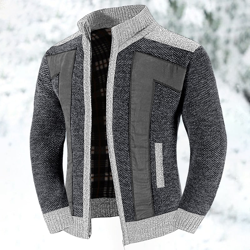 Knit Cardigan Sweater Men's Zip-Up Jacket with Chest Pocket – Casual, Office