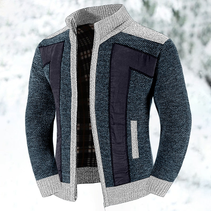 Knit Cardigan Sweater Men's Zip-Up Jacket with Chest Pocket – Casual, Office