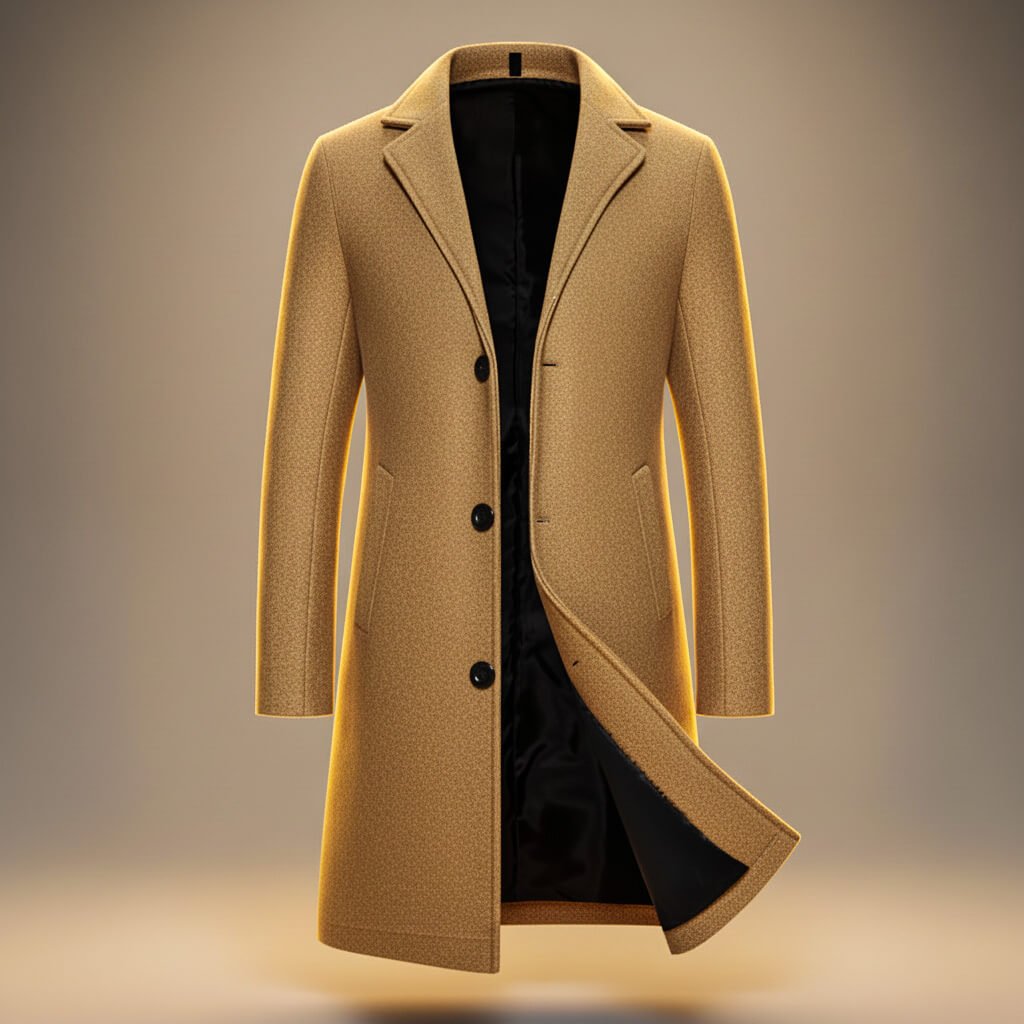 Gray Long Overcoat Men's Single-Breasted – Office, Holiday