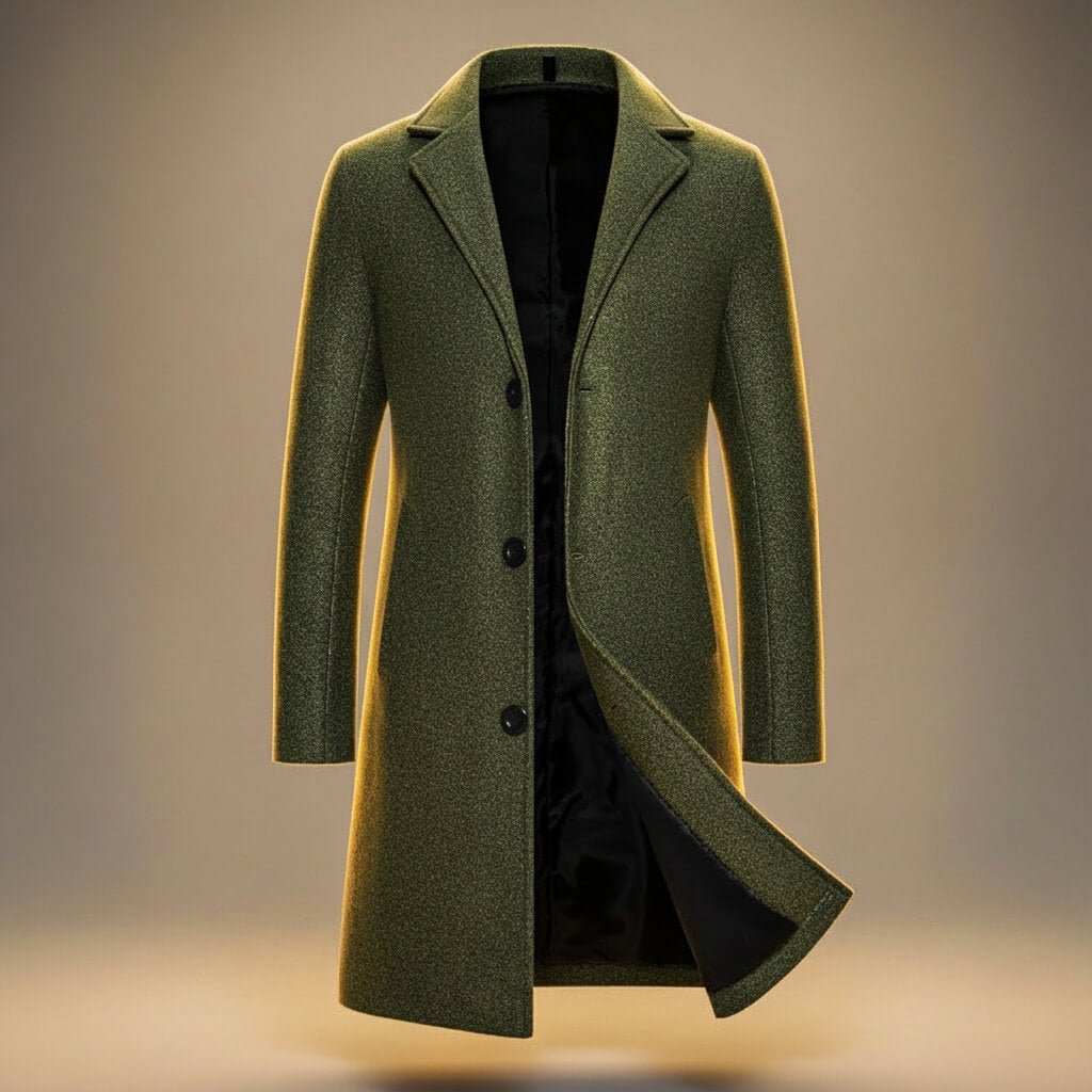 Gray Long Overcoat Men's Single-Breasted – Office, Holiday