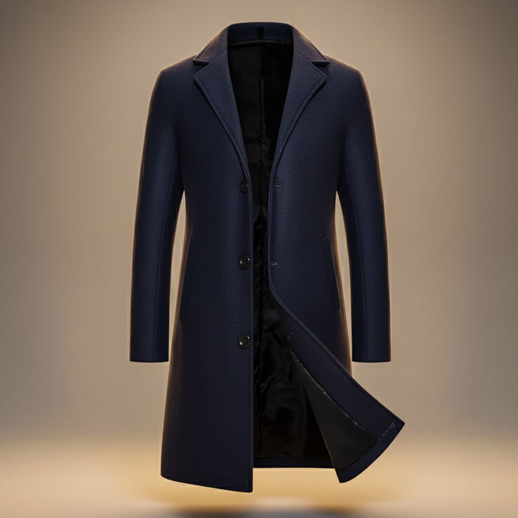 Gray Long Overcoat Men's Single-Breasted – Office, Holiday