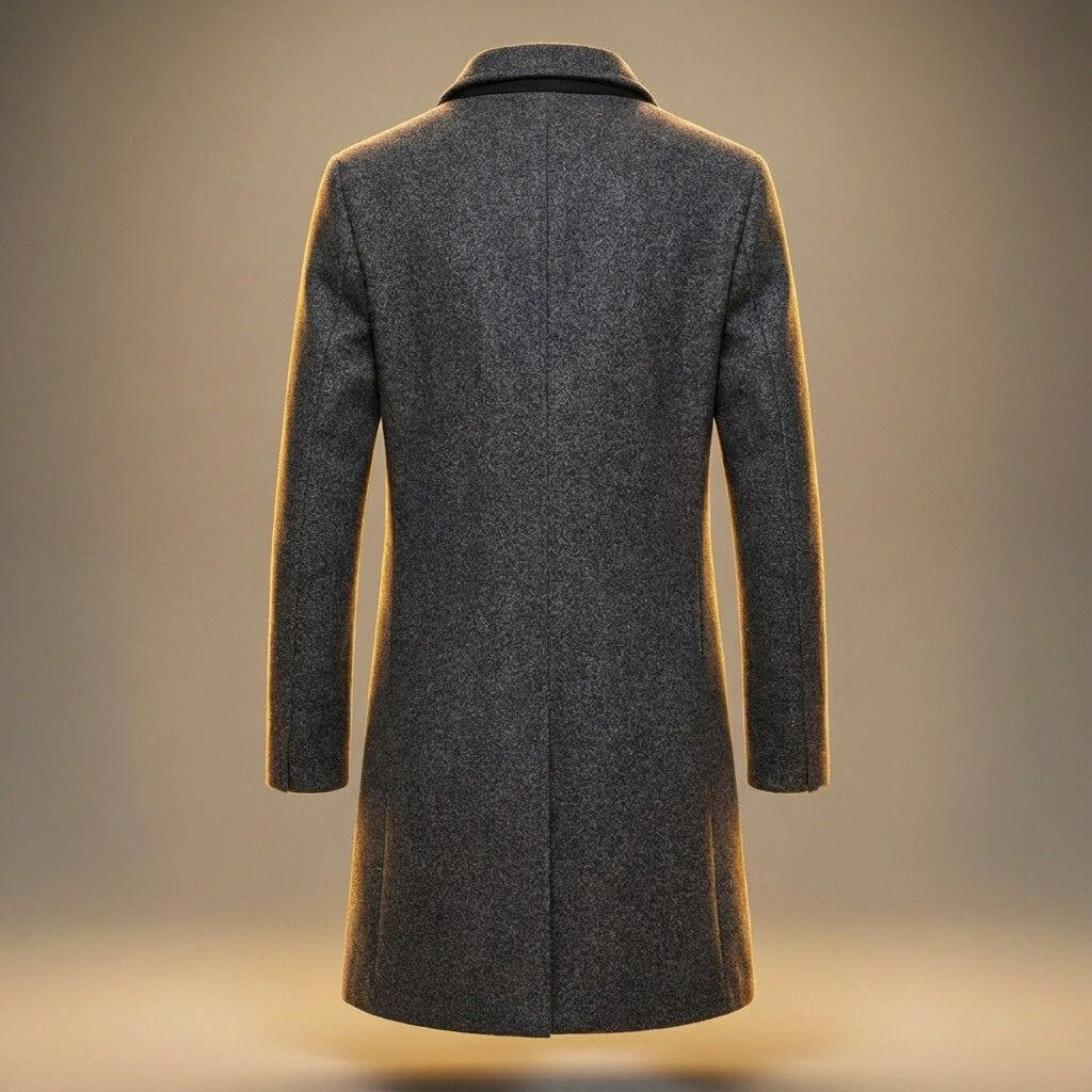 Gray Long Overcoat Men's Single-Breasted – Office, Holiday