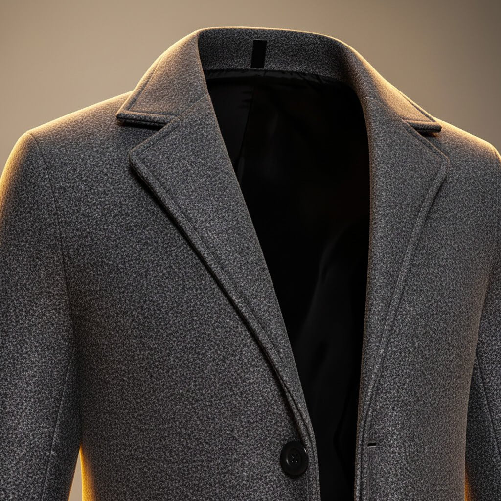 Gray Long Overcoat Men's Single-Breasted – Office, Holiday