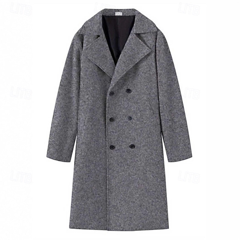 Men's Double-Breasted Gray Trench Coat – Office, Casual