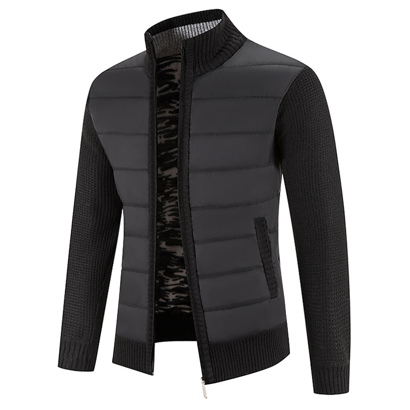 Men's Knitted Cardigan Jacket Zip-Front Fleece Lined – Casual, Office
