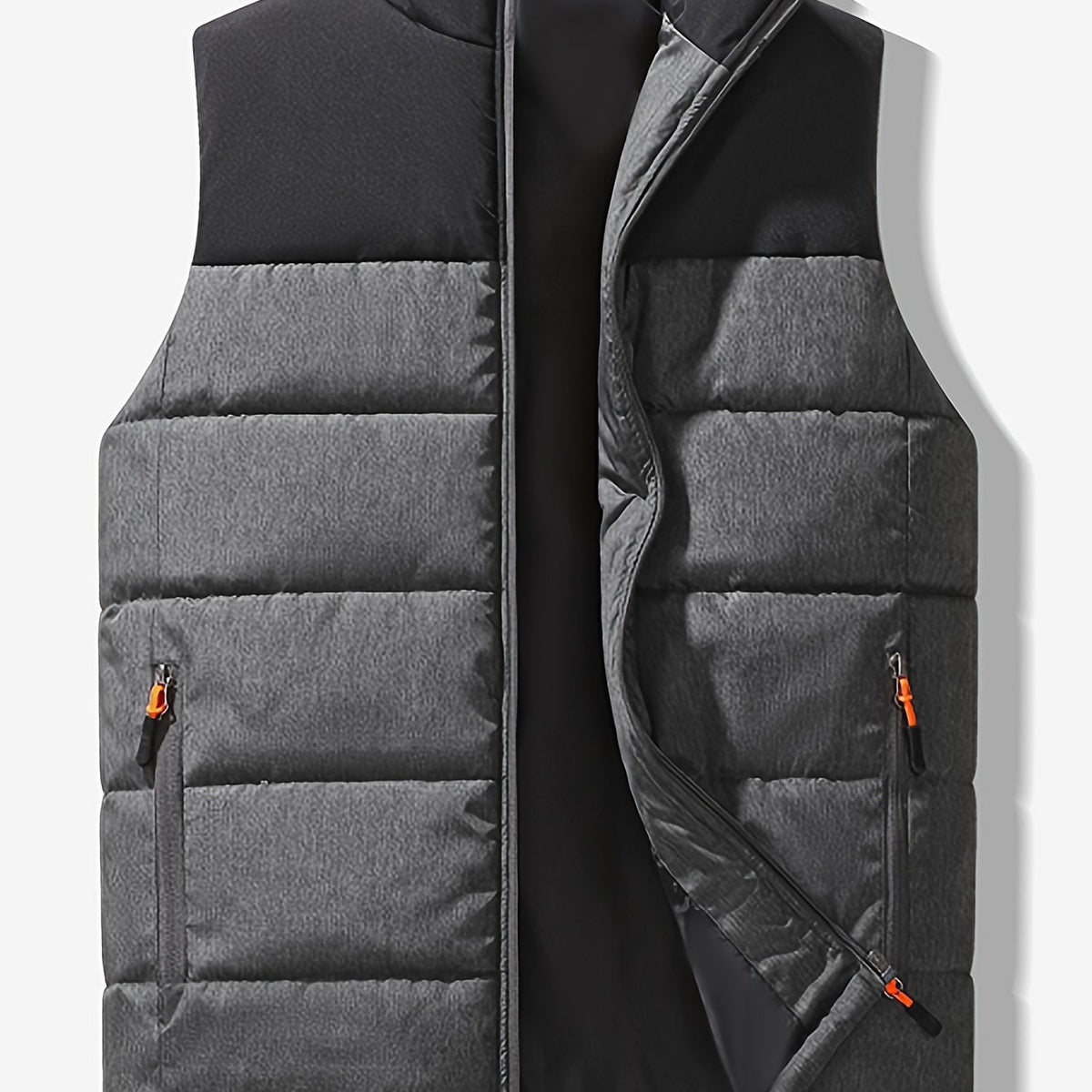 Men's Insulated Puffer Vest Gray – Casual Winter Layering, Outdoor Activities