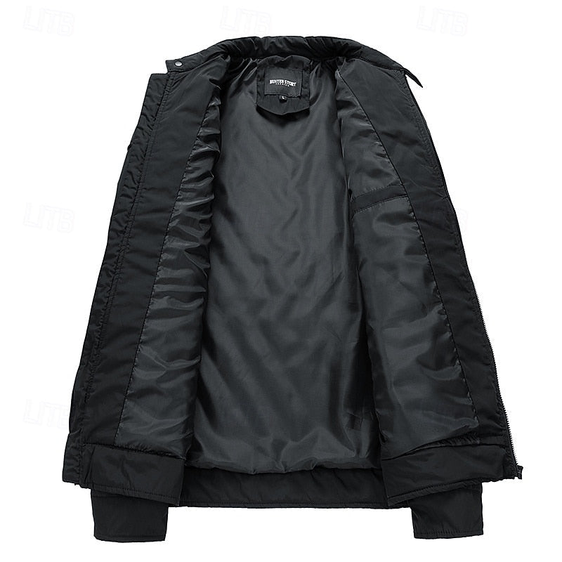 Quilted Jacket Men's Black Full Zip – Casual, Office