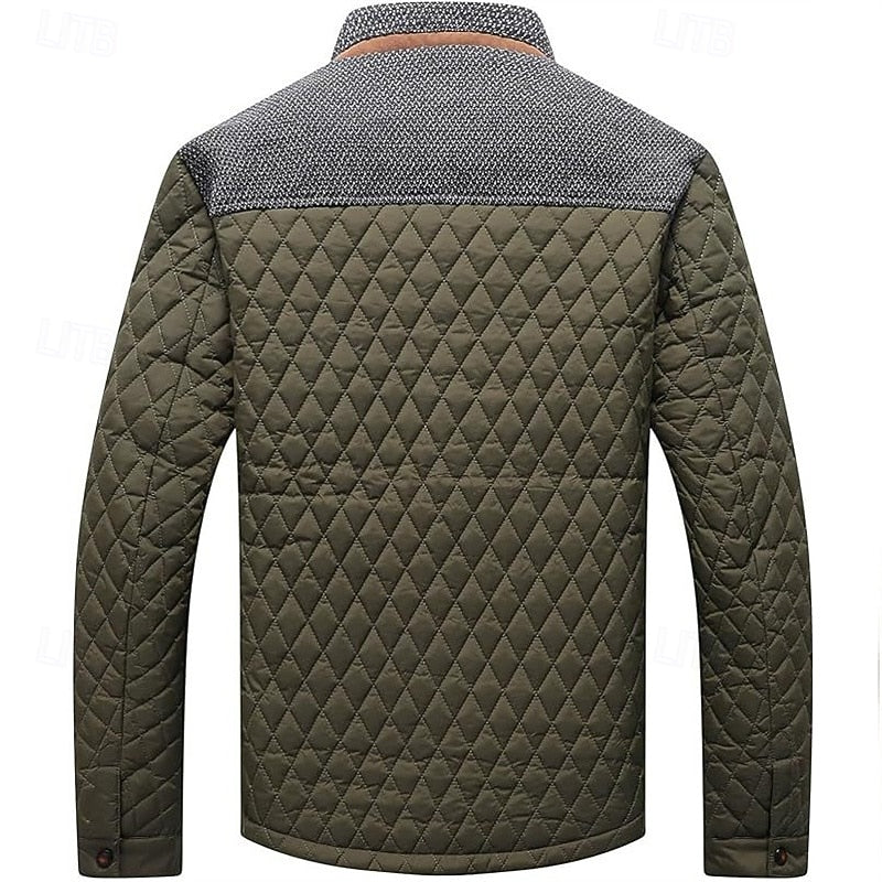 Quilted Jacket Men's Khaki Plaid Lined – Casual, Office