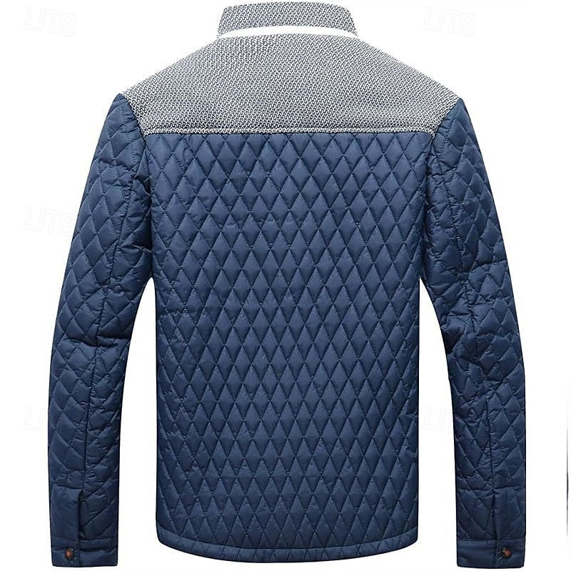Quilted Jacket Men's Khaki Plaid Lined – Casual, Office