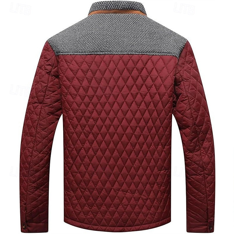 Quilted Jacket Men's Khaki Plaid Lined – Casual, Office