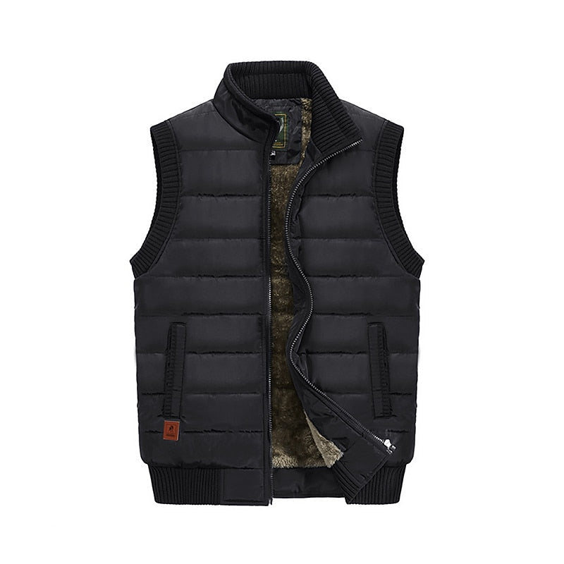 Quilted Puffer Vest Men's Fleece-Lined Sleeveless Gilet – Casual, Winter Outdoor