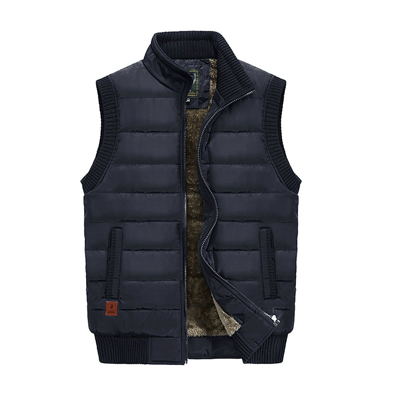 Quilted Puffer Vest Men's Fleece-Lined Sleeveless Gilet – Casual, Winter Outdoor