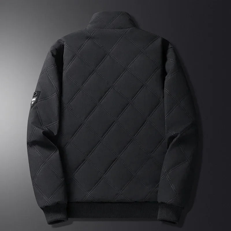 Quilted Winter Jacket Men's Fleece-Lined Brown – Casual, Warm Outerwear, Everyday Use