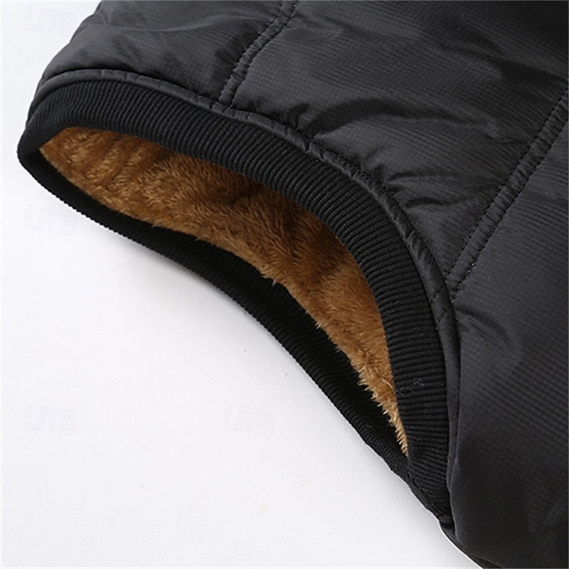 Sherpa-Lined Puffer Vest Men's Black Fleece – Casual, Winter Outdoor
