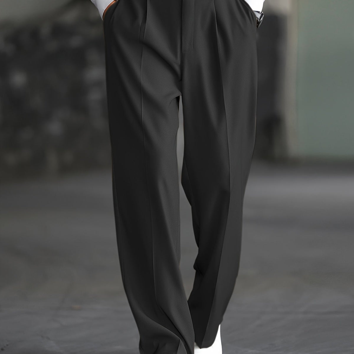 Wide-Leg Dress Pants Men's Relaxed Fit Black – Office, Casual